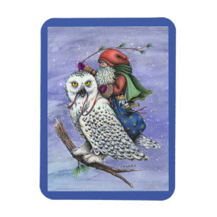 Flexible Chouette Des Neiges Et Père Noël MAGNET DE NOËL Im