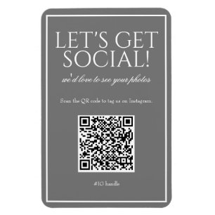 Flexible Code QR gris simple classique Magnet des médias so