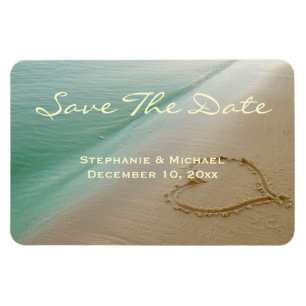 Flexible Coeur sculpté Dans Le Sable Magnet "Save The Date"