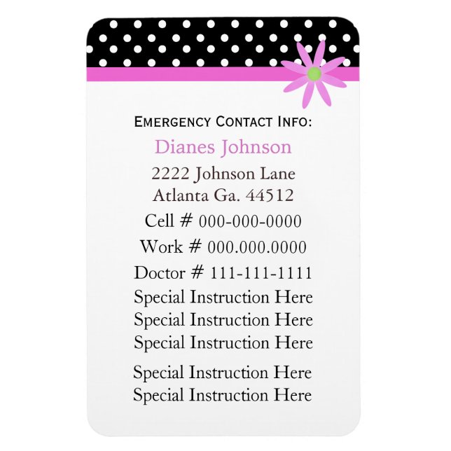 Flexible Contact d'urgence : Babysitter Premium Magnet (Vertical)