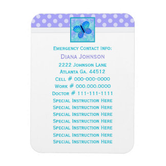 Flexible Contact d'urgence : Magnet Premium Papillon