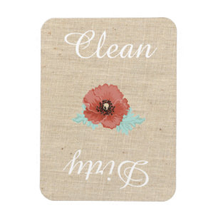 Flexible Country Linen Red Peoners Lave-vaisselle Magnet