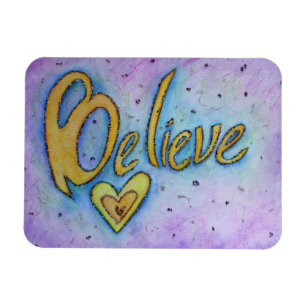 Flexible Croyez Word Art Heart Inspirational Fridge Magnet