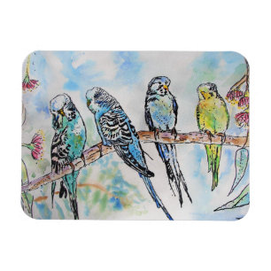 Flexible Cute Budgie bougie oiseau Aquarelle Art Magnet