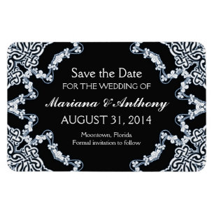 Flexible damas floral noir Magnet Réservez la date