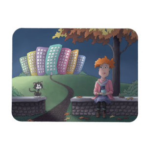 Flexible Dame au chat dans le parc Magnet