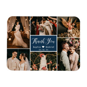 Flexible Élégant 6 Photo Collage Mariage Merci Magnet