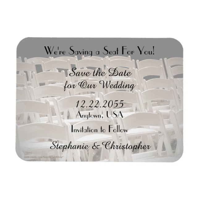 Flexible Enregistrer la date Sepia Mariage chaises Magnet (Horizontal)