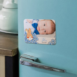Flexible Faire-part naissance magnet Lapin et fleurs