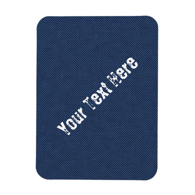 Flexible Faux Blue Jeans Fabric Custom Text Magnet (Vertical)