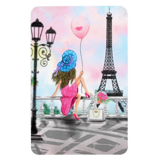 Flexible Femme À Paris Tour Eiffel Magnet Cadeau (Vertical)