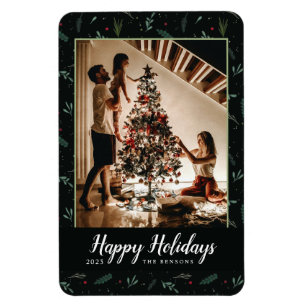 Flexible Festive Fêtes Feuilles Berries Photo Magnet
