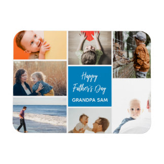 Flexible Fête des pères Photo Collage Magnet Bleu