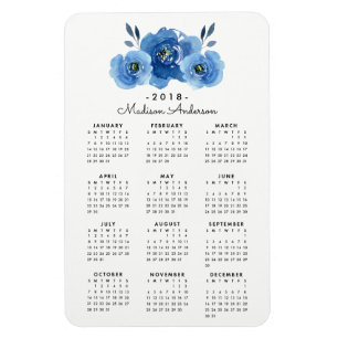 Flexible Fleurs Indigo   Magnet Calendrier personnalisé 201