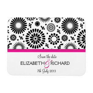 Flexible Fleurs noires rétro 'Sauvez la date' Magnet
