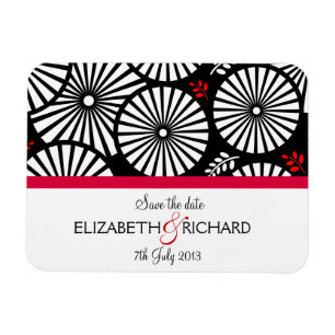 Flexible Fleurs noires rétro 'Sauvez la date' Magnet