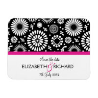 Fleurs noires rétro 'Sauvez la date' Magnet