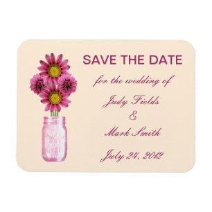 Flexible Fleurs Roses Mason Jar Enregistrer La Date Magnet