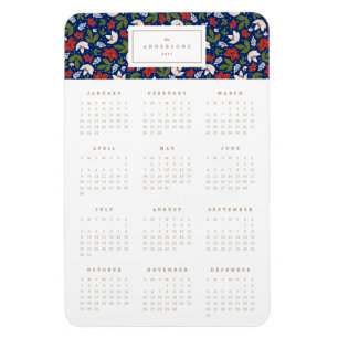 Flexible Flore festive dans Marine 4x6 Magnet calendrier an