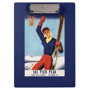 Flexible Flyer Pin-Up Skifahrendes Mädchen Klemmbrett