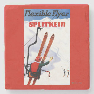 Flexible Flyer Splitkein Holzskier Promo Steinuntersetzer