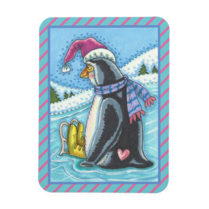 FLEXIBLE FROID FOND COEUR CHAUD PENGUIN CHRISTMAS MAGNET