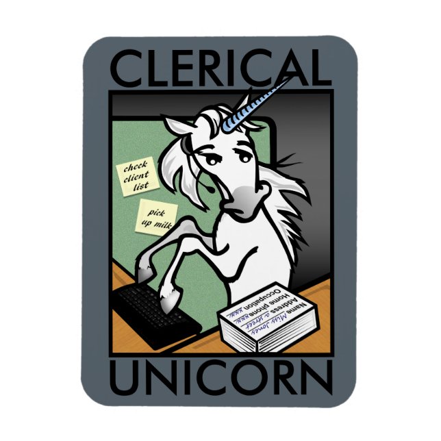 FLEXIBLE FUNNY CLERICAL UNICORN VERTICAL PHOTO MAGNET (Vertical)