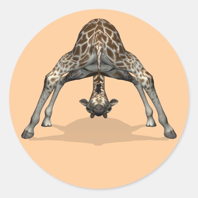 Flexible Giraffe Runder Aufkleber (Vorderseite)