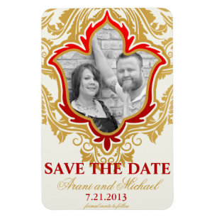 Flexible Golden Flourds Photo Magnet Réservez la date