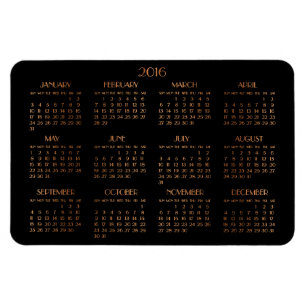 Flexible Grand Bronze Noir Calendrier Annuel 2016 Magnet