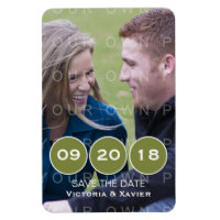 Green Modern Circles Photo Save the Date Magnet