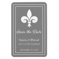 Gris Fleur de Lis Économisez la date Magnet