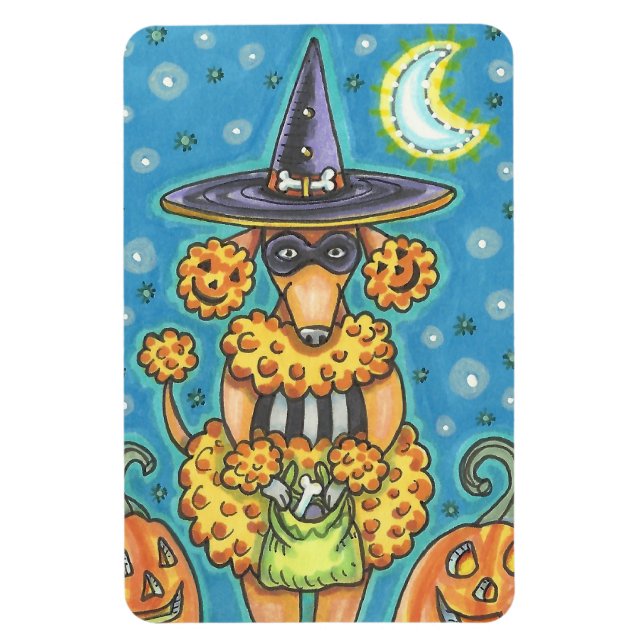 FLEXIBLE HALLOWEWEEN CITROUILLE POODLE, CHIEN MAGNET (Vertical)