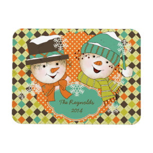 Flexible Jacquard Snowmen Holiday 2 Magnet Flexi personnali