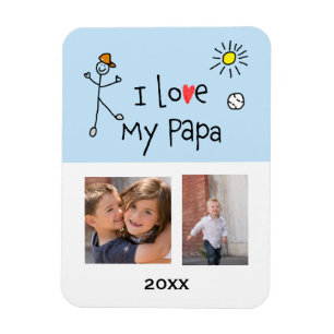 Flexible J'aime mon papa 2 Photo Magnet personnalisé
