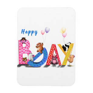 Flexible Joyeux Anniversaire Magnet Baby Bears Party