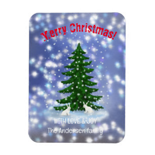 Flexible Joyeux Noël lapins blancs épicéa Magnet