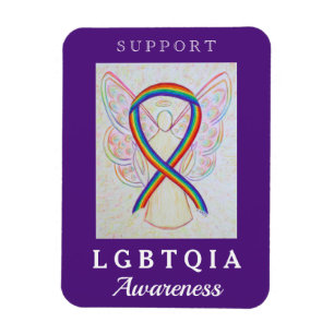 Flexible LGBT Rainbow Awareness Ribbon Angel Magnet