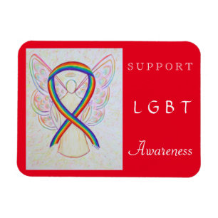 Flexible LGBT Rainbow Awareness Ribbon Angel Magnet