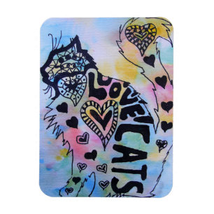 Flexible Love Cats Kitty Aquarelle Magnet