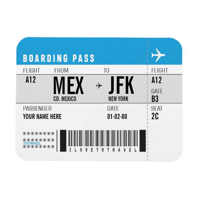 FLEXIBLE MAGNET BOARDING PASS (Horizontal)