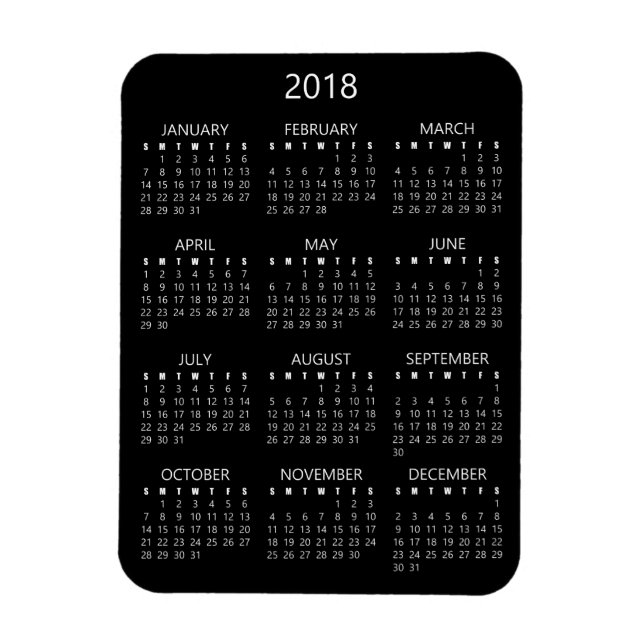 Flexible Magnet Calendrier 2018 - Noir (Vertical)