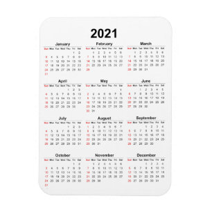 Flexible Magnet Calendrier mensuel 2021