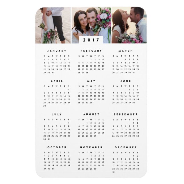 Flexible Magnet de calendrier annuel minime 4x6 photo (Vertical)