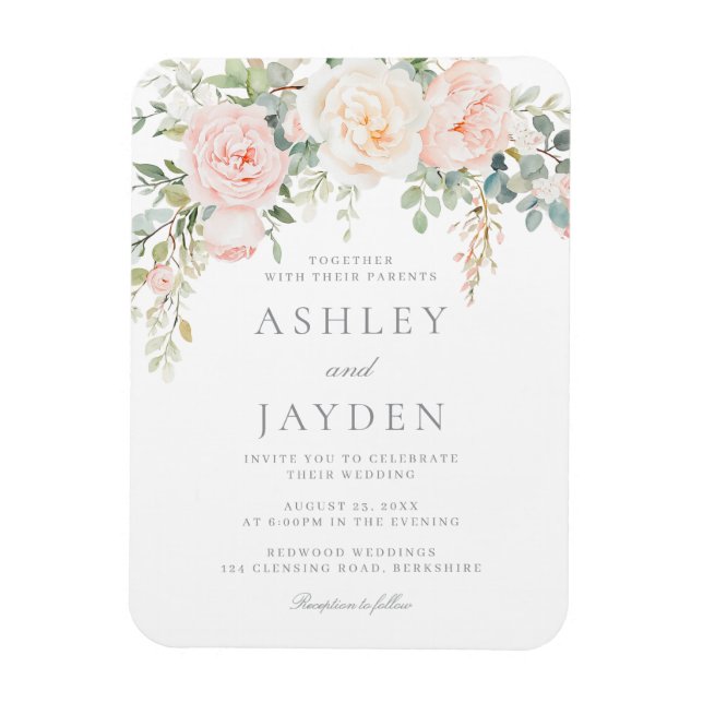 Flexible Magnet de Faire-part de mariage floral brillant (Vertical)
