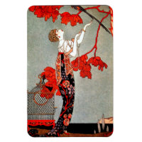 Magnet de fleurs rouges Art déco vintage