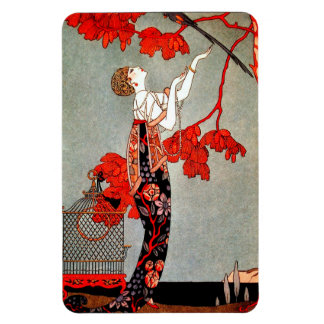 Flexible Magnet de fleurs rouges Art déco vintage