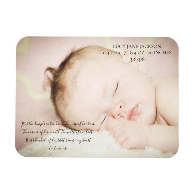 Flexible Magnet de garde photo pour bébé nouveau-né (Horizontal)