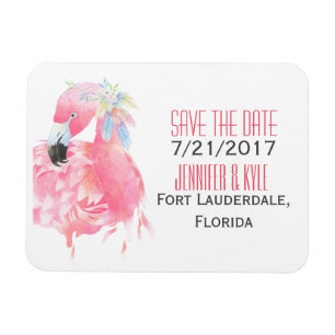 Flexible Magnet de mariage flamant rose tropical à sauver l