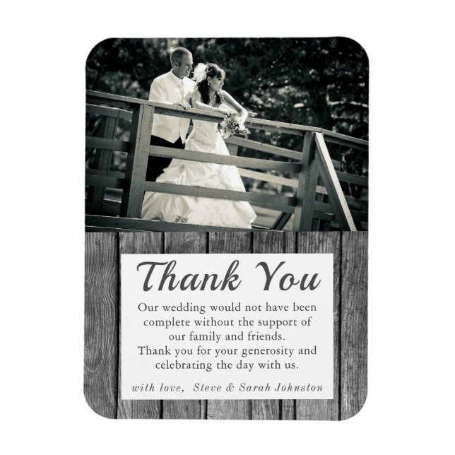 Flexible Magnet de Merci photo Mariage rustique (Vertical)